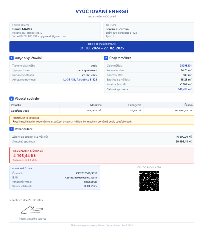 Vyúčtování energií